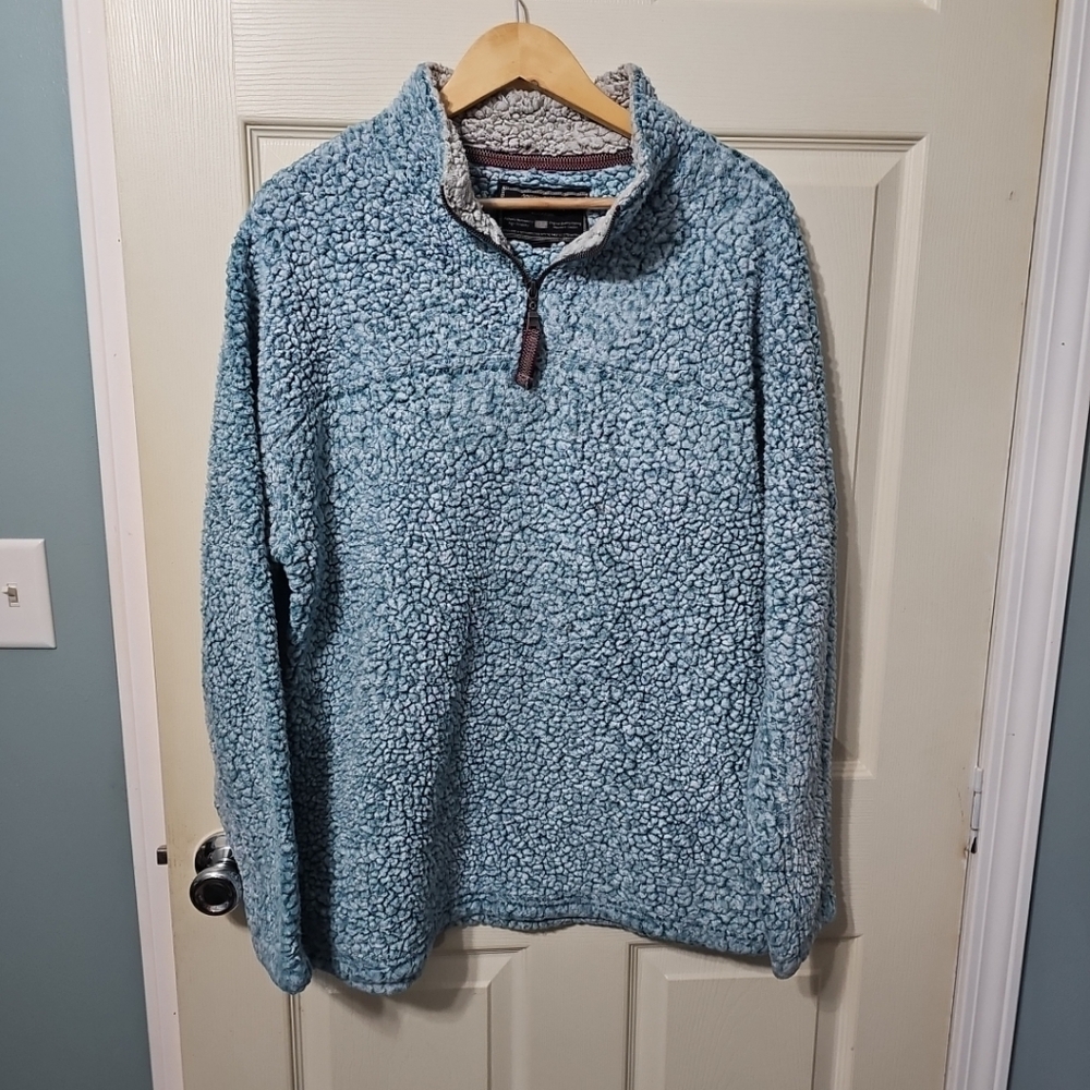 True Grit Sherpa Jacket Blue/Gray Frosty Tipped Pullover Fall Outdoor Size M